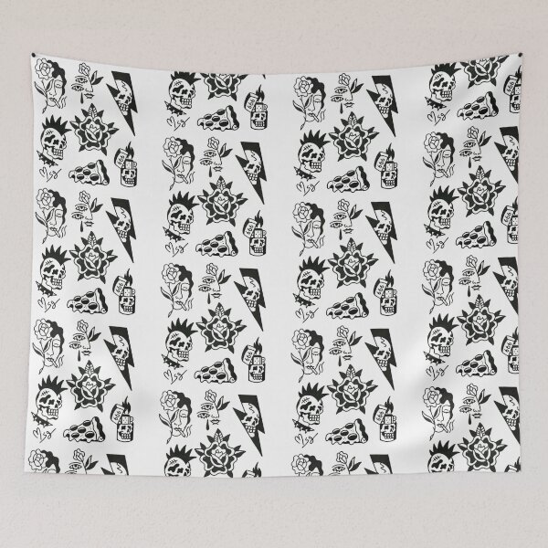 Item preview, trad skull bird floral cactus pidgeon tattoo floral fangs flash sheet design traditional designed and sold by LucyfromMilol.