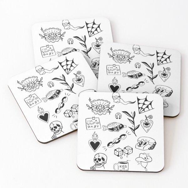 Item preview, trad skull bird floral cactus pidgeon tattoo floral fangs flash sheet design traditional designed and sold by LucyfromMilol.