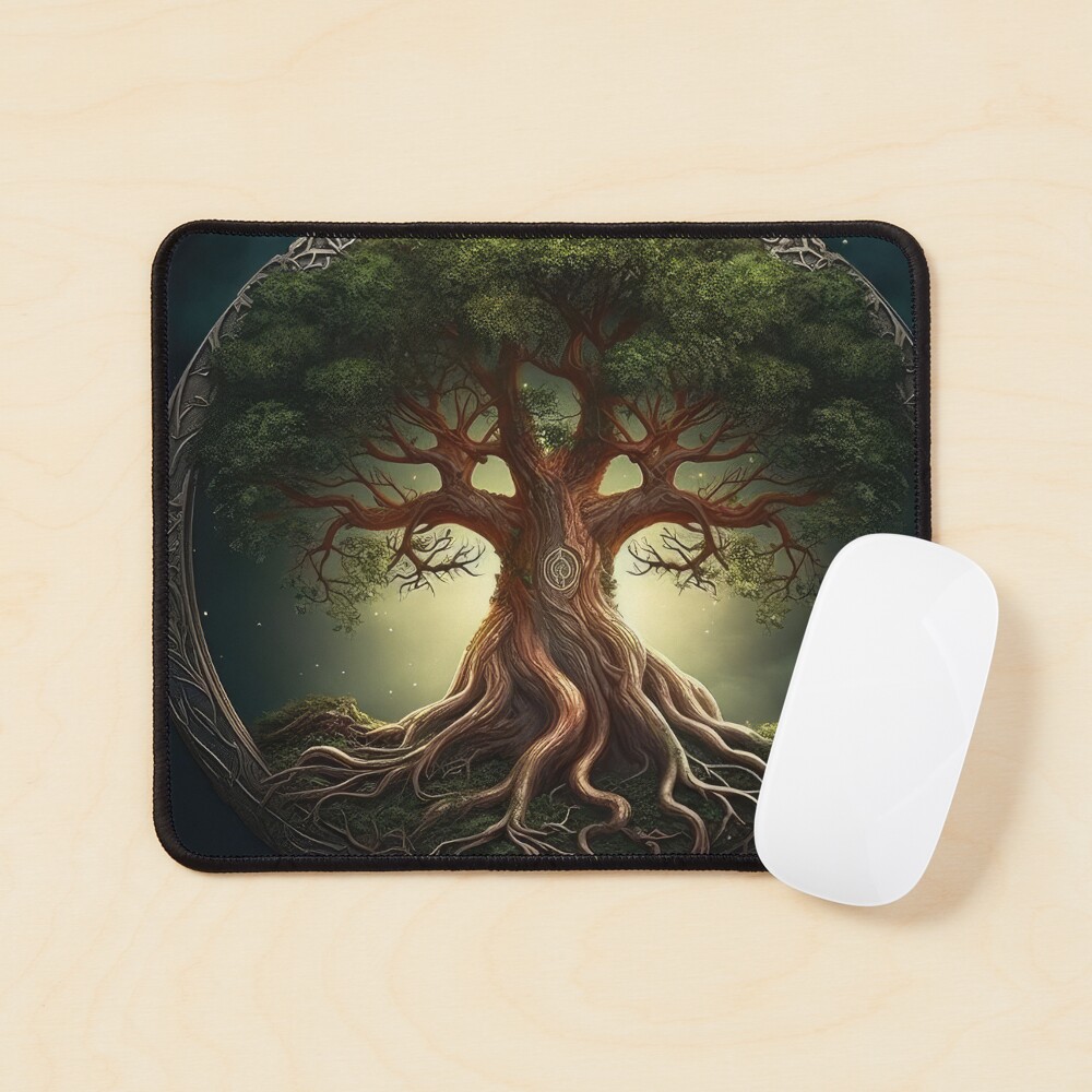 Oil hot Painting Tree of Life Mouse Pad, Four Seasons Tree Mouse Pad, Square waterpr