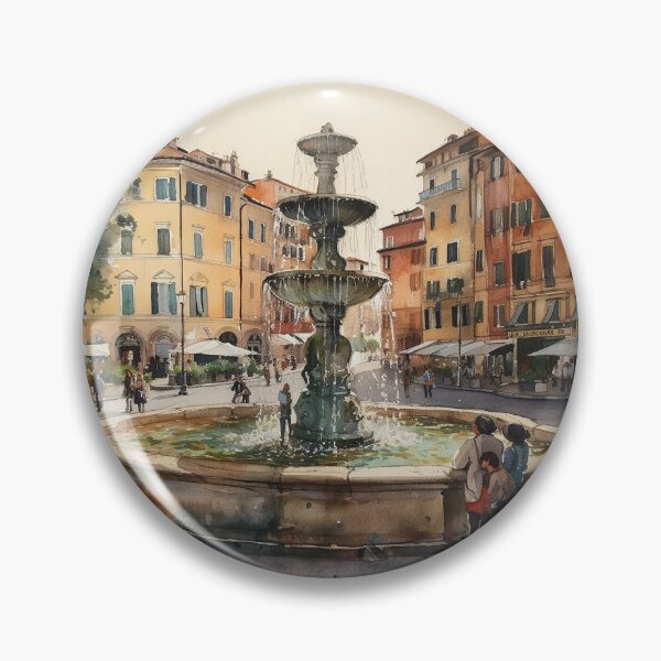 Aperçu de l'œuvre Aqueducs élégants : un hommage à l'aquarelle aux fontaines romaines créée et vendue par bigboxofstuff.