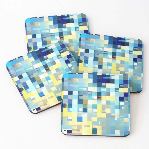 Item preview, abstraction interpenetrating squares blue and yellow color play designed and sold by JaroDesign2023.
