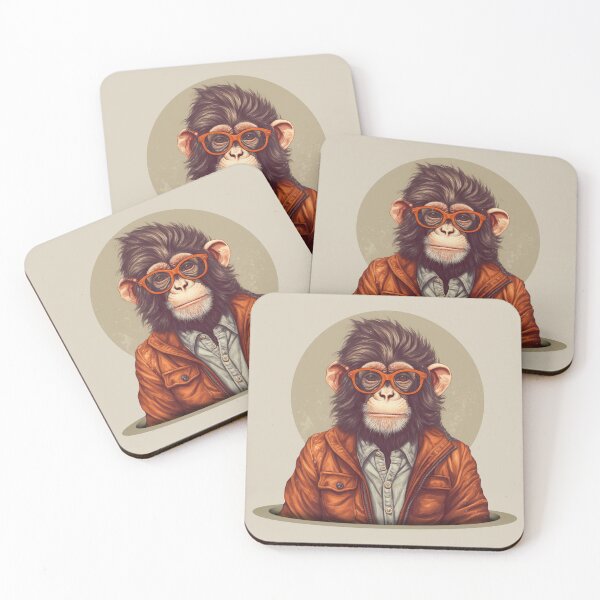 Item preview, A hipster monkey with glasses designed and sold by Gillillu.