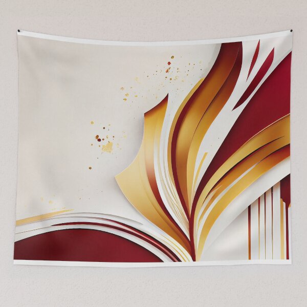 Artikelvorschau, Modern poster with minimalist design elements. Red and golden shapes in Boho style. Wall art, home deco. entworfen und verkauft von anytka.