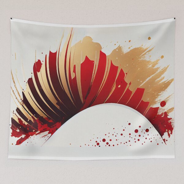 Artikelvorschau, Modern poster with minimalist design elements. Red and golden shapes in Boho style. Wall art, home deco. entworfen und verkauft von anytka.