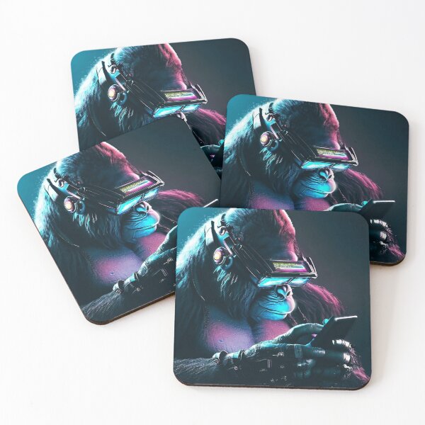 Item preview, Cyberpunk Gorilla with Smartphone - Digital Art designed and sold by CatandRocknRoll.