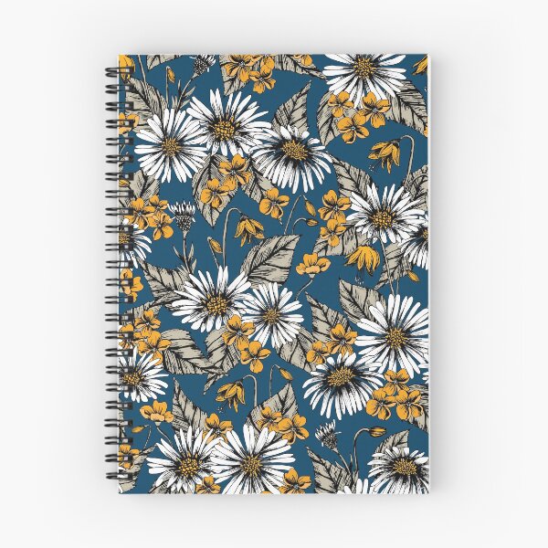 Item preview, Blue, Yellow & White Daisy Floral Pattern With Ink Outlines designed and sold by somecallmebeth.