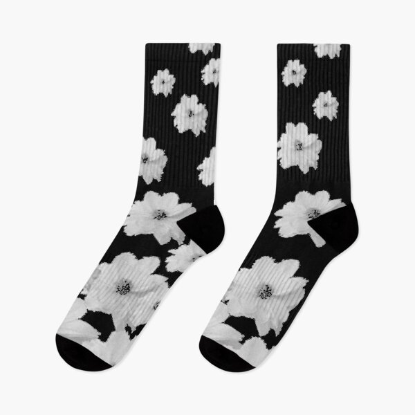 Item preview, WHITE SPRING GARDEN PATTERN  FLOWERS BLACK-WHITE ART  designed and sold by sharlesart.