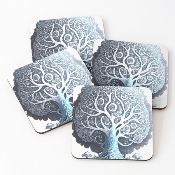 Item preview, Blue tree of life with magic mushrooms. designed and sold by Transelasticart.