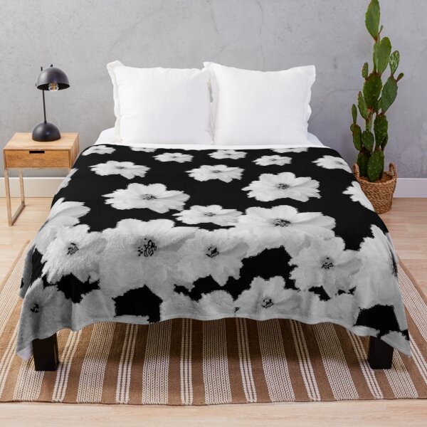 Item preview, WHITE SPRING GARDEN PATTERN FLOWERS BLACK-WHITE ART designed and sold by sharlesart.
