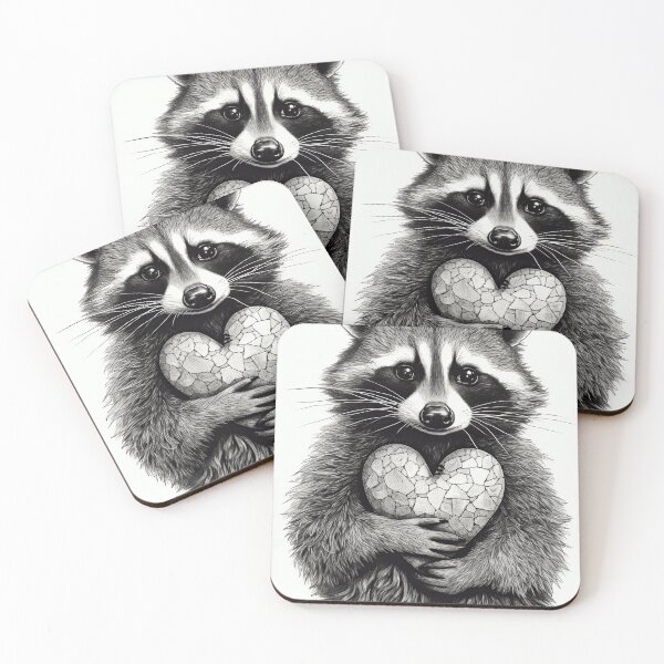 Item preview, raccoon in love holds a heart in his hands designed and sold by ruvida.