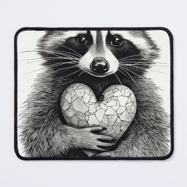 Item preview, raccoon in love holds a heart in his hands designed and sold by ruvida.