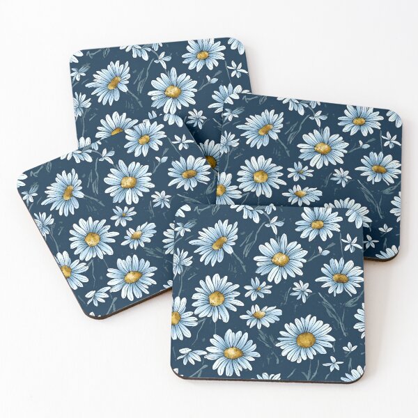 Item preview, blue  flower  on a black  background pattern designed and sold by jkrphoto.