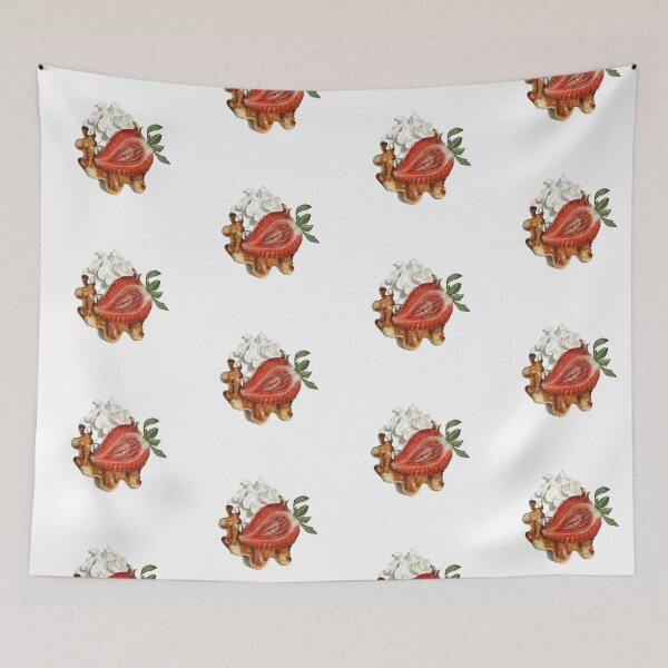 Item preview, Waffle with cream and strawberries designed and sold by bonjourmadame4.
