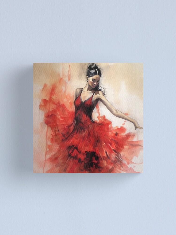 fitted lace wedding dress Flamenco Dancing Girl Wear A Red Dress, Canvas Painting, Canvas Prints –  UnixCanvas main image 0