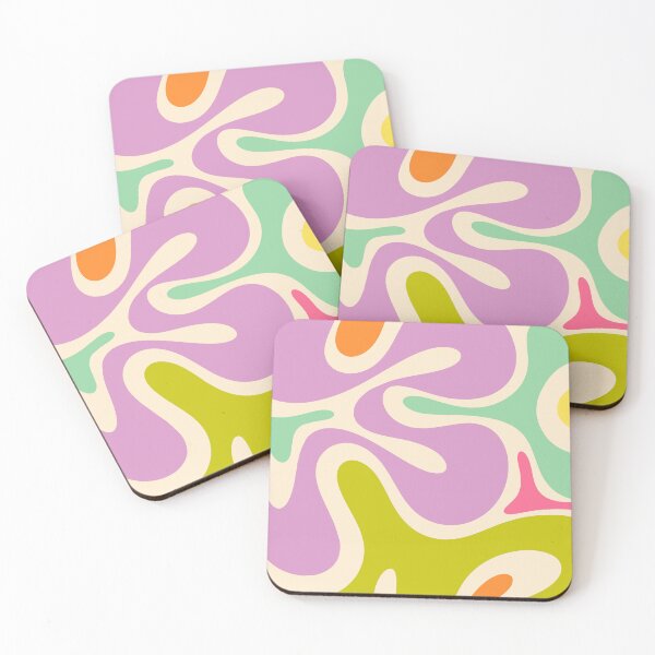 Item preview, Smooth Contours Retro Modern Abstract Pattern Pastel Lavender Lime Orange Mint designed and sold by kierkegaard.