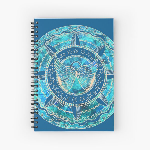 Angel Wings Blue Mandala Spiral Notebook