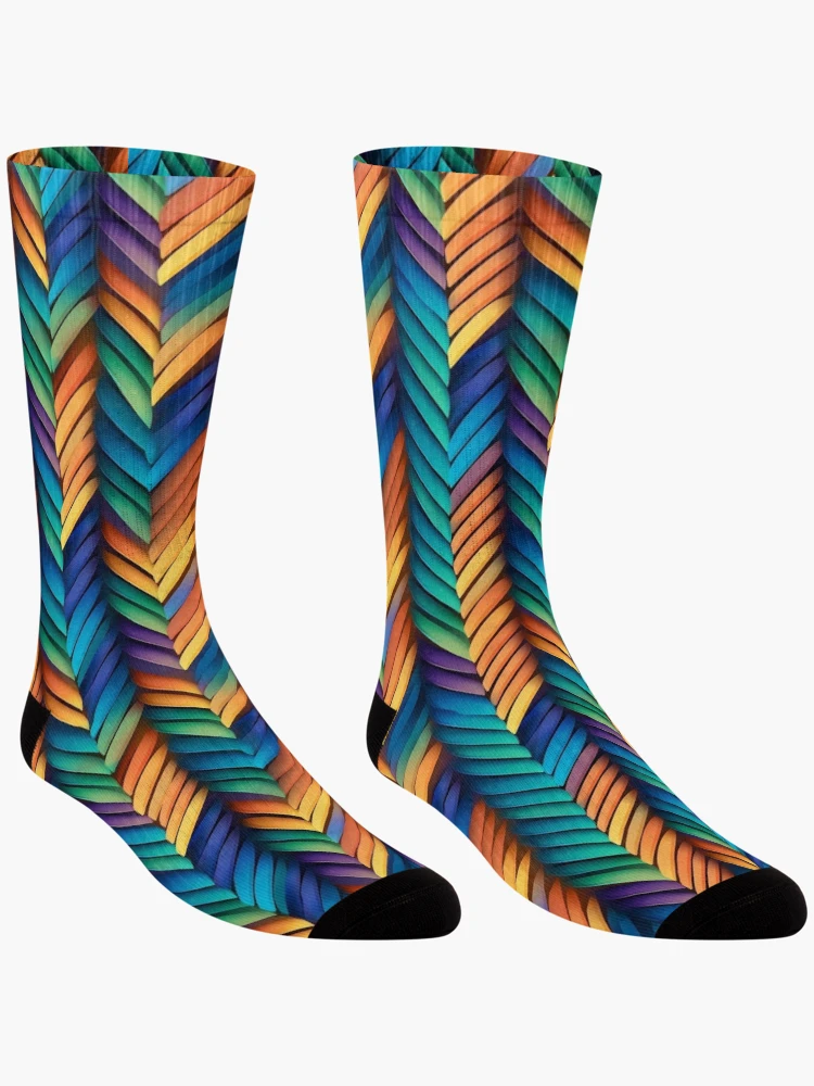 Thumbnail 3 of 5, Socks, Colorful Weave Pattern designed and sold by UlDesigns.