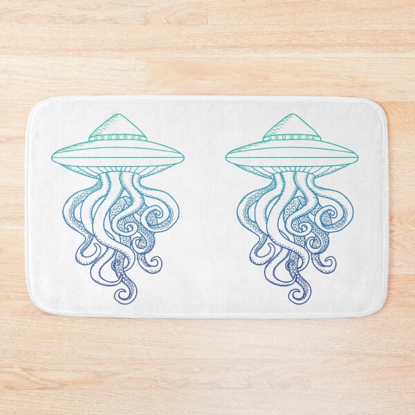 Item preview, UFO Ocotopus Hybrid Green Blue Line Art Drawing Illustration designed and sold by Ciara Shortall.
