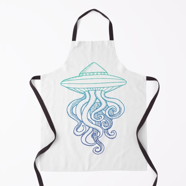 Item preview, UFO Ocotopus Hybrid Green Blue Line Art Drawing Illustration designed and sold by Ciara Shortall.