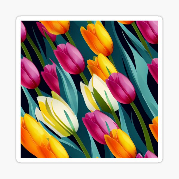 Vista previa del artículo con la obra «Tulipanes de colores primaverales», diseñado y vendido por logolegends.
