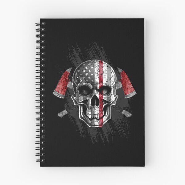 Item preview, Distressed Firefighter American Flag Skull Crossed Ax Fireman Thin Red Line Motto designed and sold by Thinline Fire Police EMS.