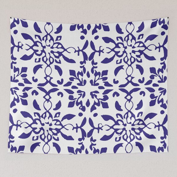 Item preview,  Mosaico azulejo flores azul marinho designed and sold by GirlaineSQ.