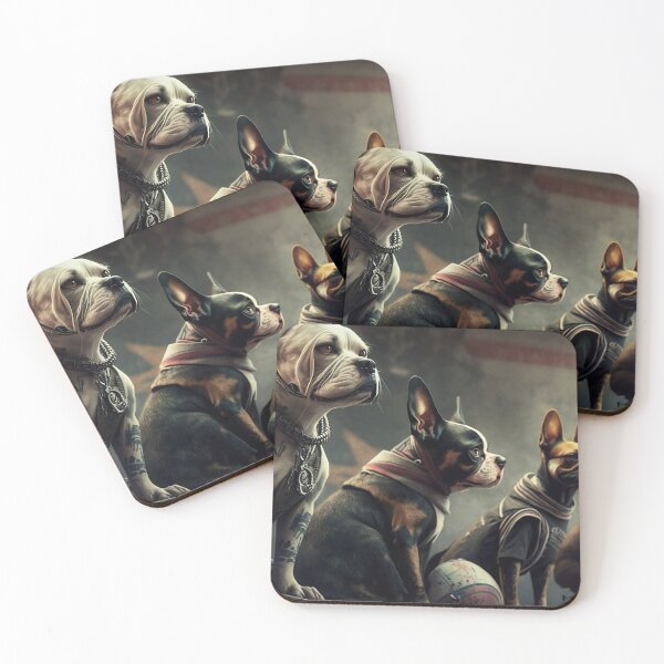 Item preview,  biker gang of tough and mean-looking dogs with tattoos, lined up guarding their clubhouse and ready for a rumble designed and sold by stu-fly.