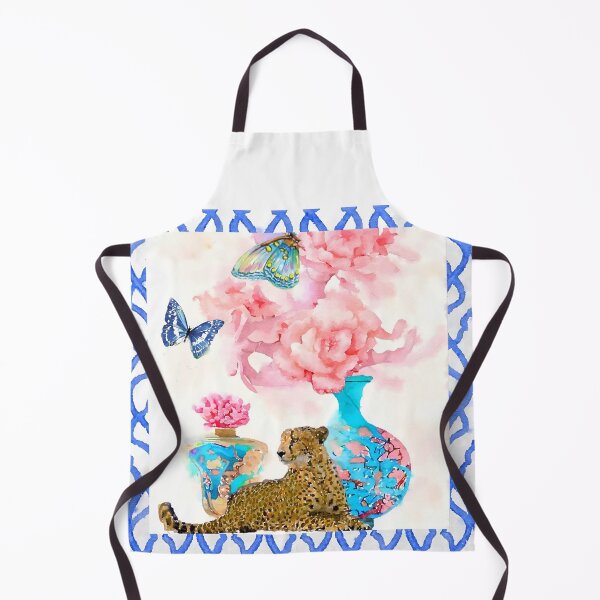 Item preview, Leopard and chinoiserie jar with peonies designed and sold by SophieClimaArt.