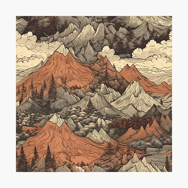 Item preview, Mountains Painting Japan designed and sold by Kamin42.