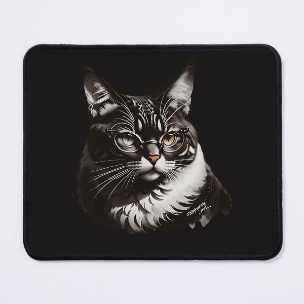 Item preview, black and white cat with glasses designed and sold by mr-artt.
