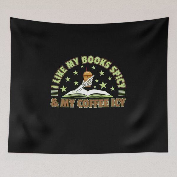 Item preview, I love my books spicy and my coffee icy t-shirt design - Sticker Redbubble designed and sold by bluehatgraphics.