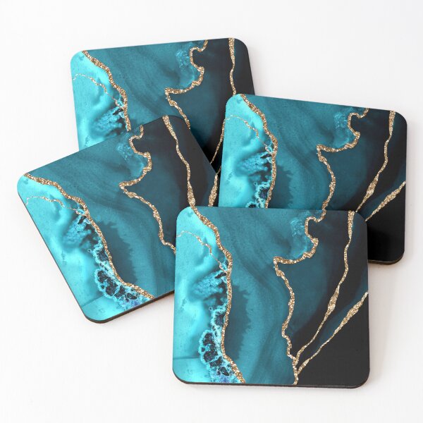 Item preview, Teal Blue And Golden-Hues (Faux) Marble-Agate designed and sold by DEC02.