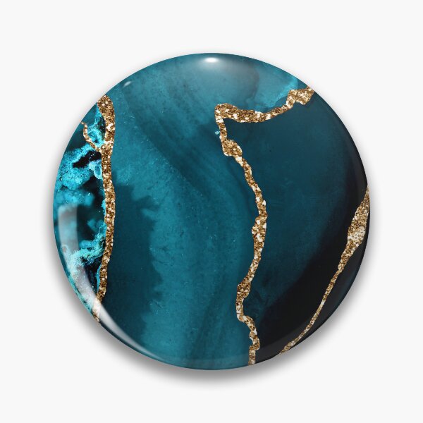 Item preview, Teal Blue And Golden-Hues (Faux) Marble-Agate designed and sold by DEC02.