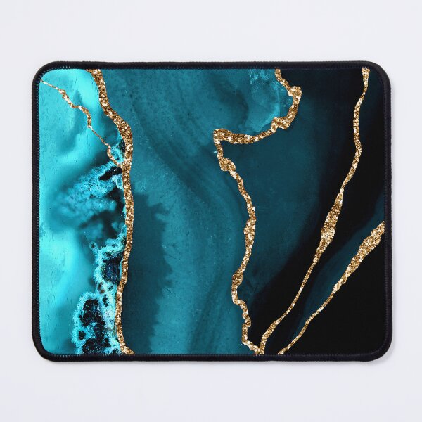 Item preview, Teal Blue And Golden-Hues (Faux) Marble-Agate designed and sold by DEC02.