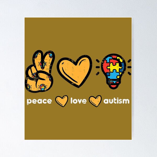 Aperçu de l'œuvre Peace Love Autisme Cool Awareness ASD Hippie Hommes Femmes Enfants créée et vendue par nadryloreciu.