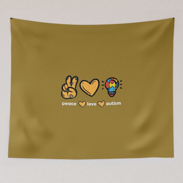 Aperçu de l'œuvre Peace Love Autisme Cool Awareness ASD Hippie Hommes Femmes Enfants créée et vendue par nadryloreciu.