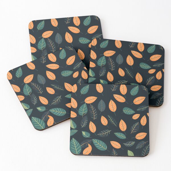 Item preview, Simple leaves pattern on black background #1 designed and sold by imagenia.