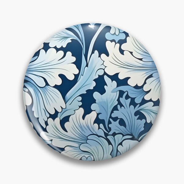Item preview, Art Deco Shades of Cambridge Blue and White Seaweed Floral Pattern designed and sold by StickeryPickery.