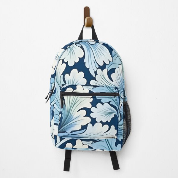 Item preview, Art Deco Shades of Cambridge Blue and White Seaweed Floral Pattern designed and sold by StickeryPickery.