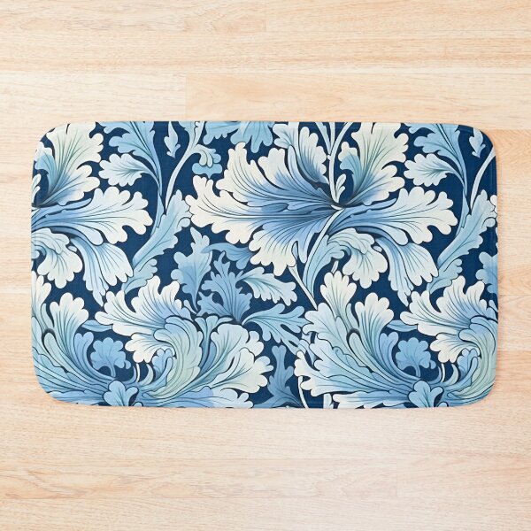 Item preview, Art Deco Shades of Cambridge Blue and White Seaweed Floral Pattern designed and sold by StickeryPickery.