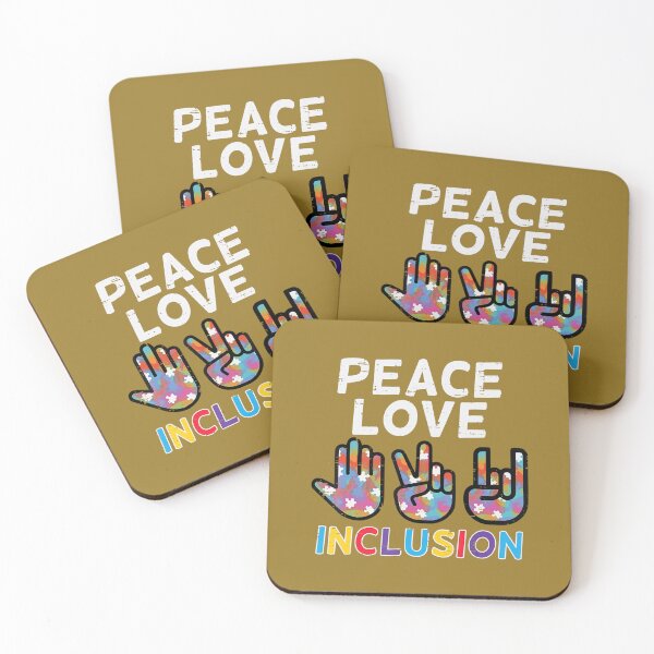 Artikelvorschau, Peace Love Inklusion Handzeichen Symbol Autismus Awareness ASD entworfen und verkauft von nadryloreciu.