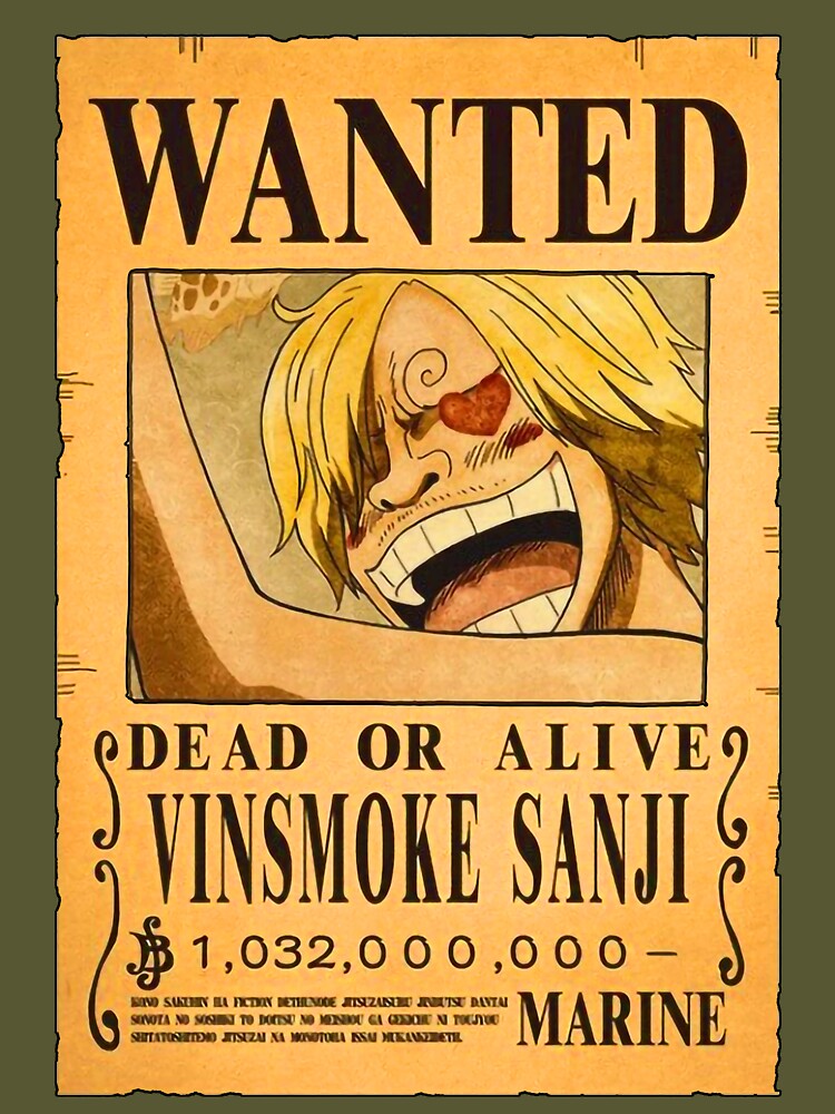 Affiche wanted Vinsmock Sanji 1,1 milliards de Berry ONE PIECE