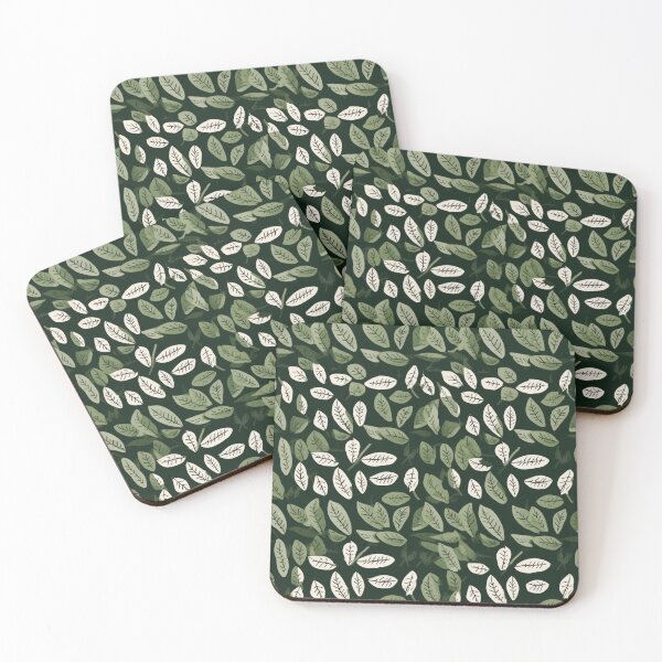 Item preview, Simple leaves pattern on dark green background #3 designed and sold by imagenia.
