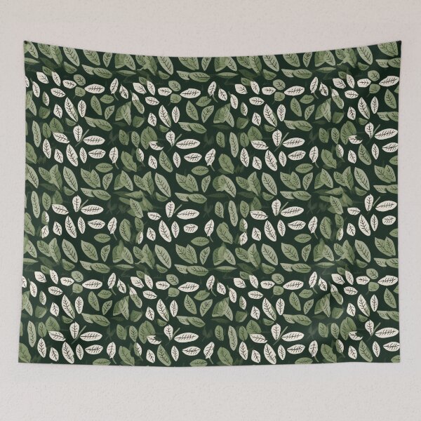 Item preview, Simple leaves pattern on dark green background #3 designed and sold by imagenia.