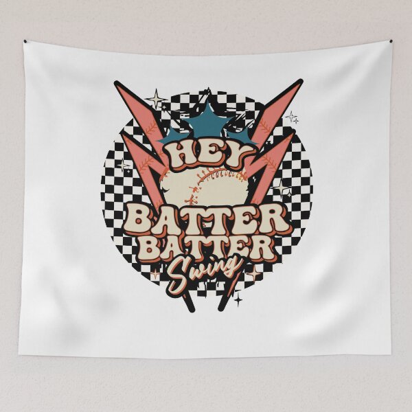 Item preview, Groovy Hey Batter Batter Swing Baseball Game Day Sport Checkered designed and sold by ITHROWTRAINZDS.