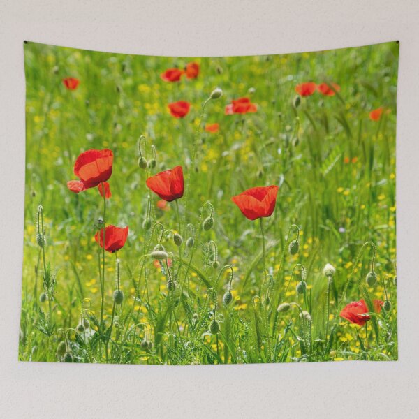 Item preview, Wildflower Meadow - Lush Grasses and Blooming Corn Poppies designed and sold by Georgia Mizuleva.