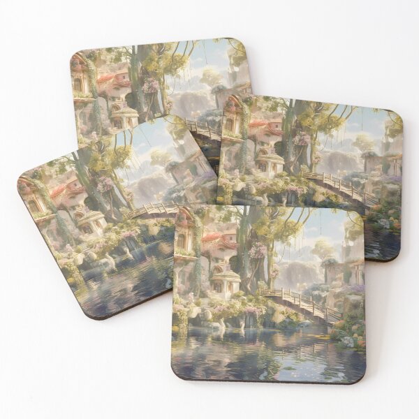Item preview, Enchanted Fairy Village in Pastel-Colored Fjotun and Ivy Waterscape designed and sold by Future /  Classic.