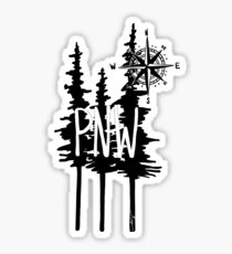Pacific Northwest Trees & Compass Sticker