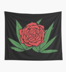 Weed Rose - Trippy Stoner Marijuana Rose Wall Tapestry