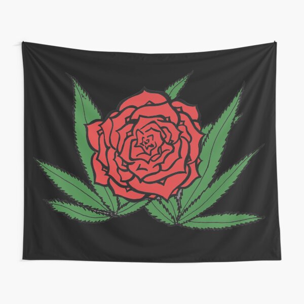 Weed Rose - Trippy Stoner Marijuana Rose Tapestry